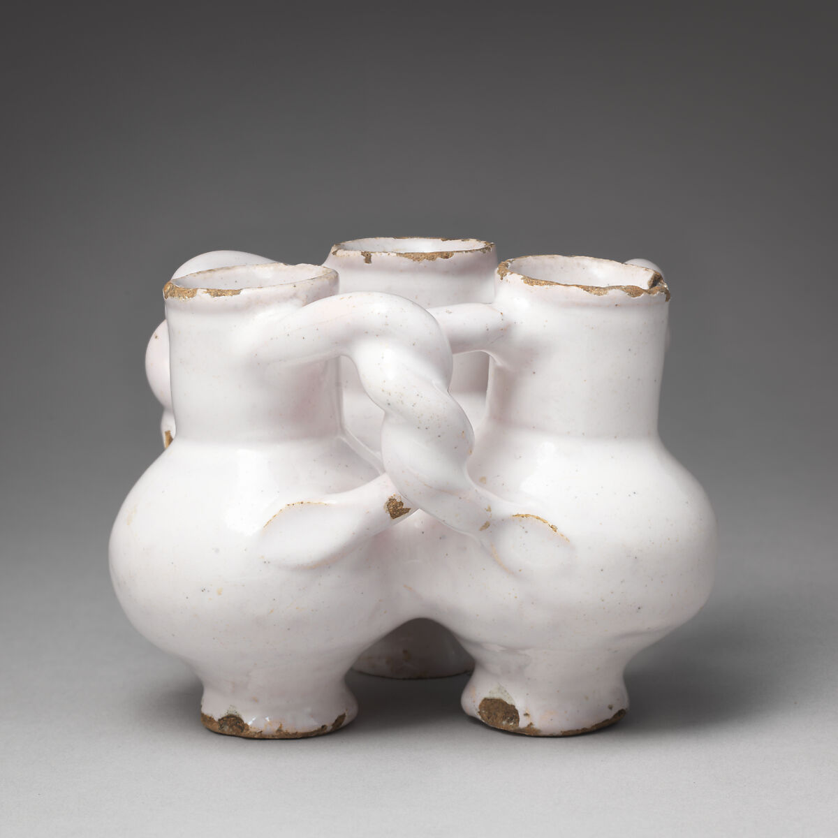 Fuddling cup, Tin-glazed earthenware (delftware), British, Lambeth or Southwark