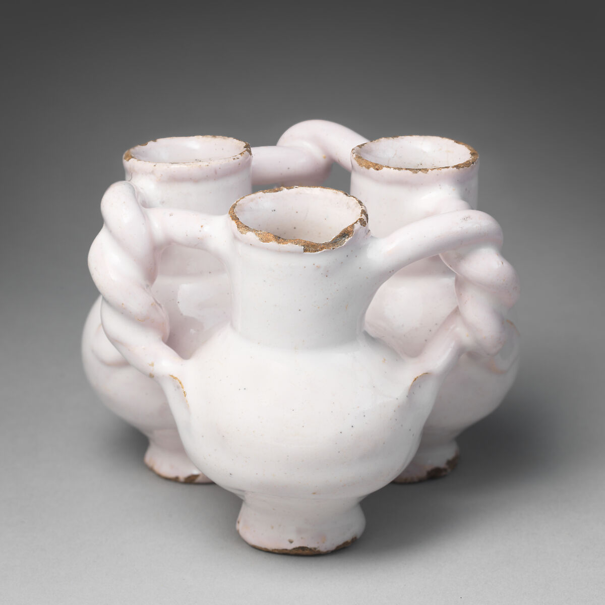 Fuddling cup, Tin-glazed earthenware (delftware), British, Lambeth or Southwark 