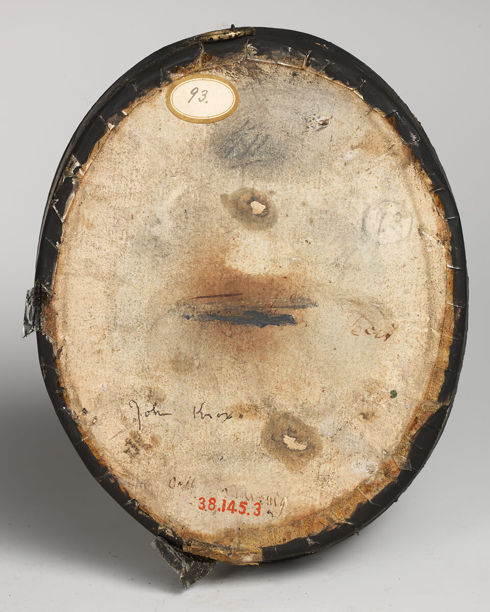 Portrait of a cleric, Colored wax on slate (painted reddish brown); frame: wood, probably British