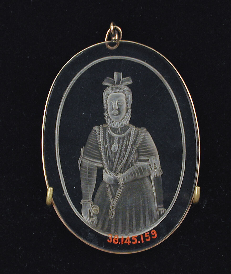 Medallion, Glass; gold, possibly French 