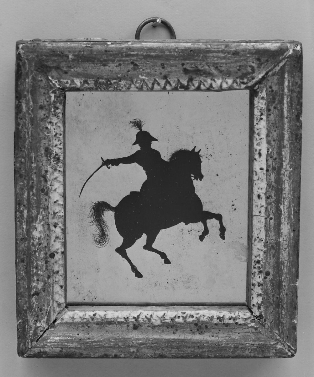 Napoleon on horseback, Verre églomisé, French