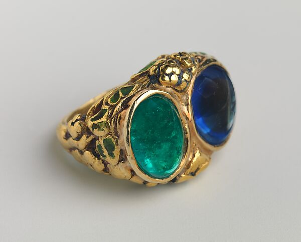 Ring, Florence Koehler (1861–1944), Gold, emerald, sapphire, and enamel 