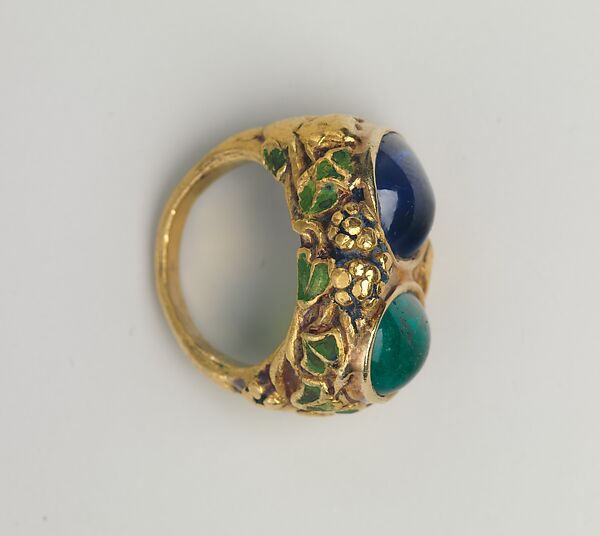 Ring, Florence Koehler (1861–1944), Gold, emerald, sapphire, and enamel