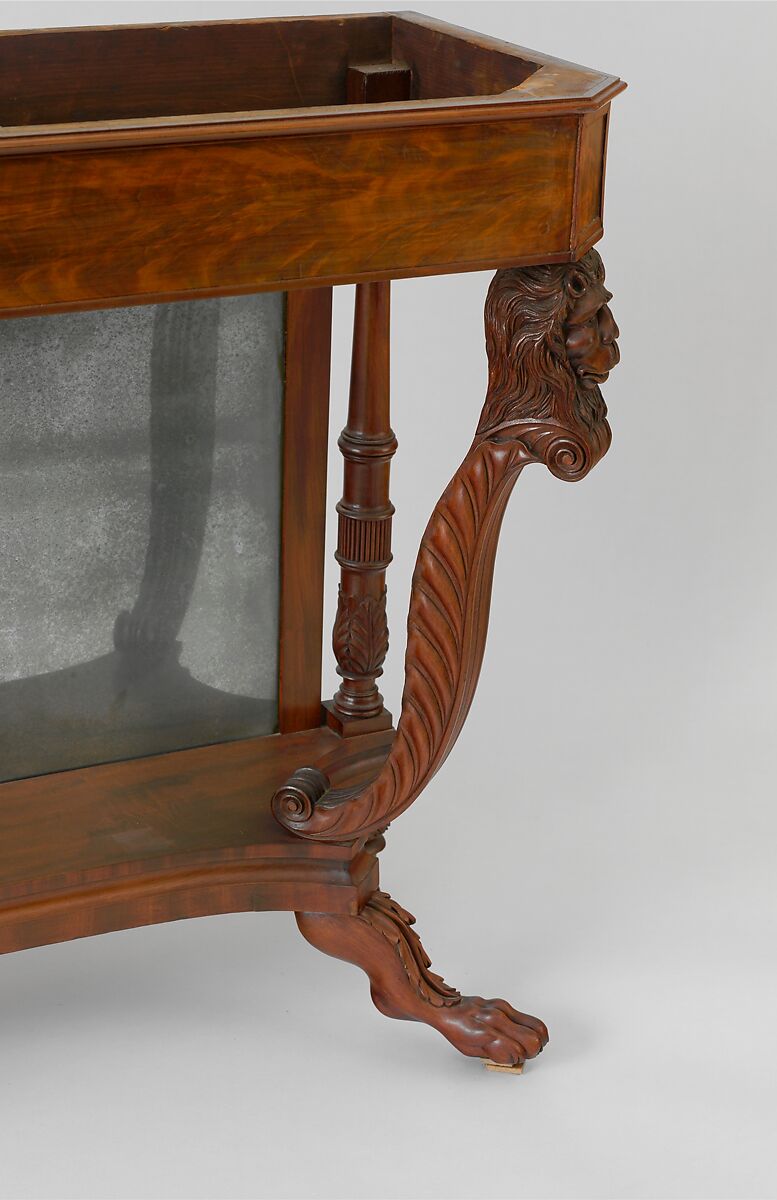 Pier Table, Duncan Phyfe (American (born Scotland), near Lock Fannich, Ross-Shire, Scotland 1768/1770–1854 New York), Mahogany, mahogany veneer, white pine, yellow poplar; marble; silvered plate-glass