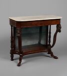 Pier Table, Duncan Phyfe (American (born Scotland), near Lock Fannich, Ross-Shire, Scotland 1768/1770–1854 New York), Mahogany, mahogany veneer, white pine, yellow poplar; marble; silvered plate-glass
