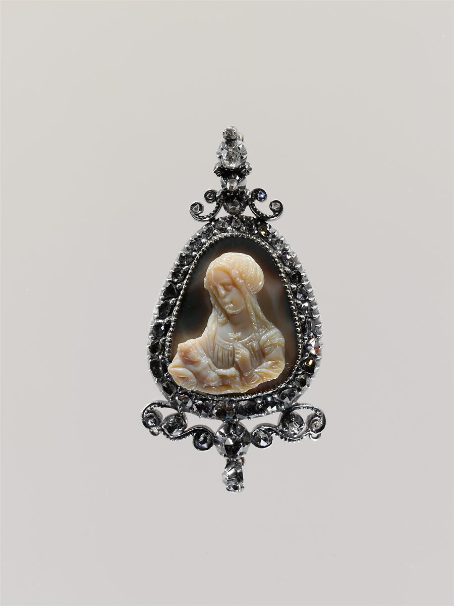 Madonna and Child, Sardonyx; mount: silver-gilt, diamonds, French or Franco-Flemish 