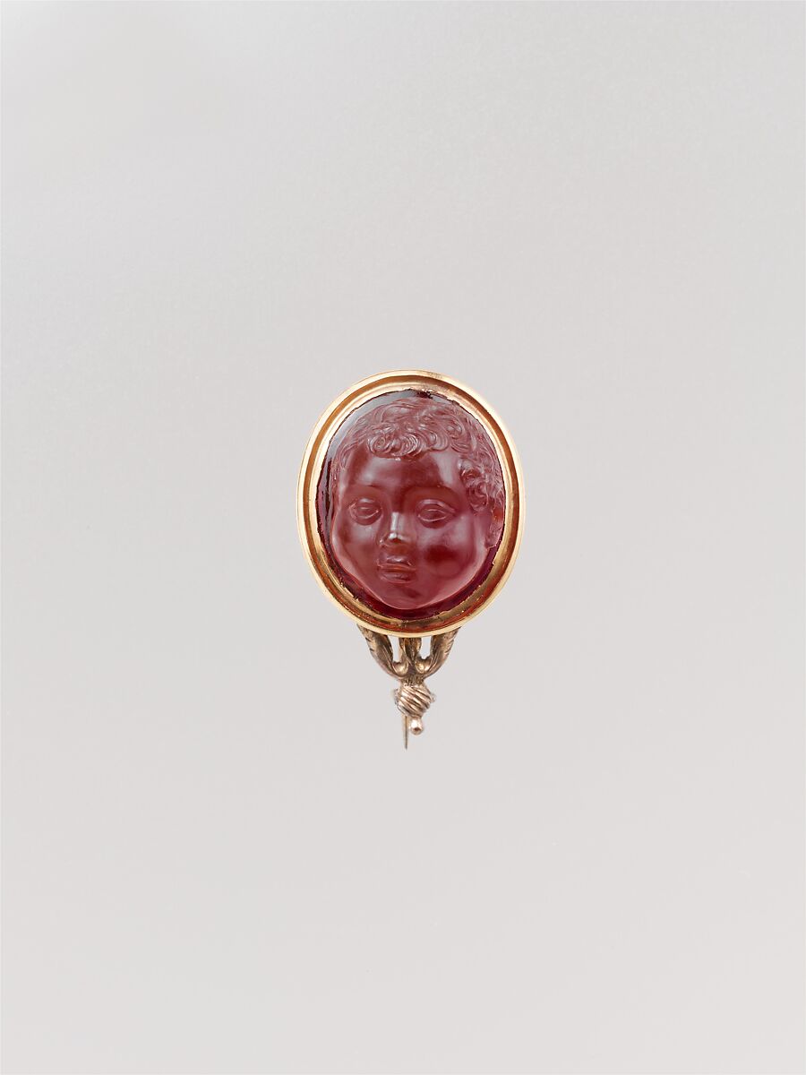 Head of a little boy, Carnelian and gold, probably Italian, Venice 