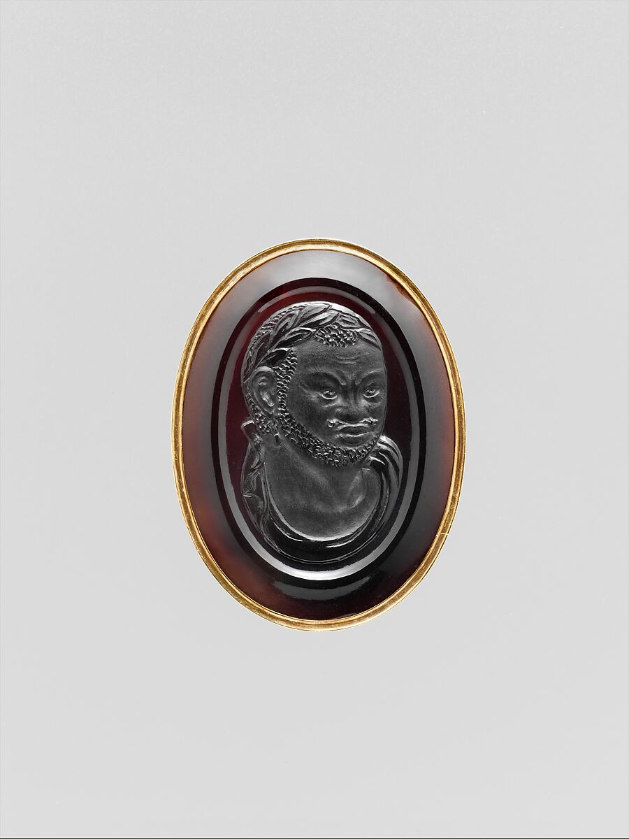Bust of a Roman Emperor / Bust of a man of African descent, Sardonyx and gold, Italian