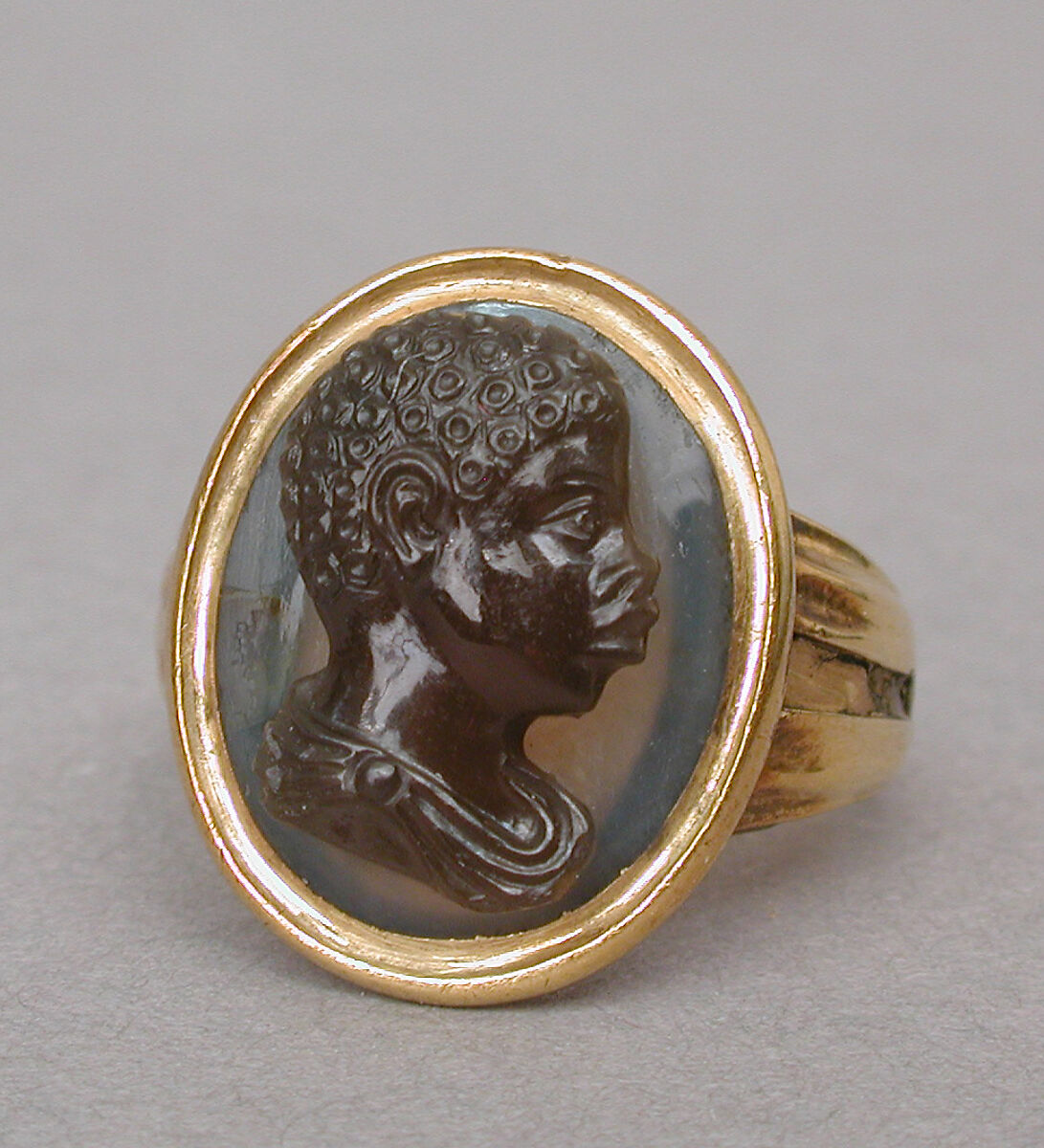 Bust of an African boy, Sardonyx and gold, Italian, probably Venice