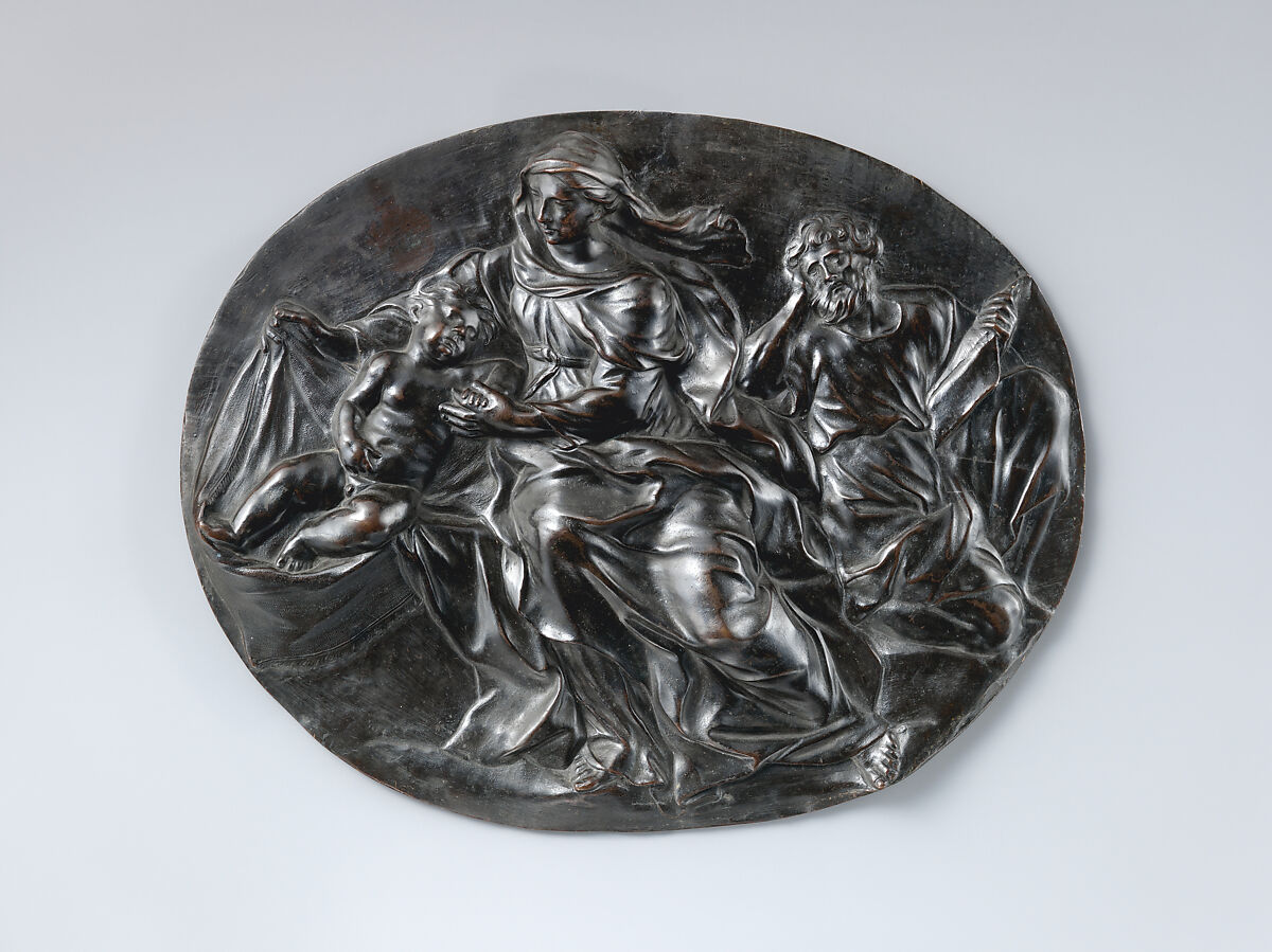 The rest on the flight into Egypt, Alessandro Algardi (Italian, Bologna 1598–1654 Rome), Bronze, Italian, Rome 