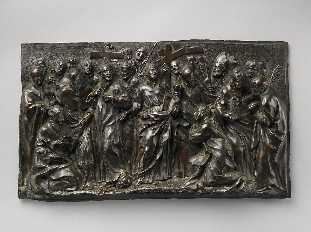 Saint Ignatius Loyola with Saints and Martyrs of the Jesuit Order, Alessandro Algardi (Italian, Bologna 1598–1654 Rome), Bronze, Italian, Rome 