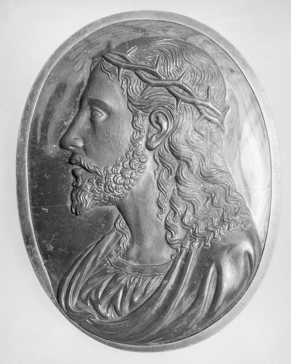 Head of Christ, Heliotrope and silver, Italian 