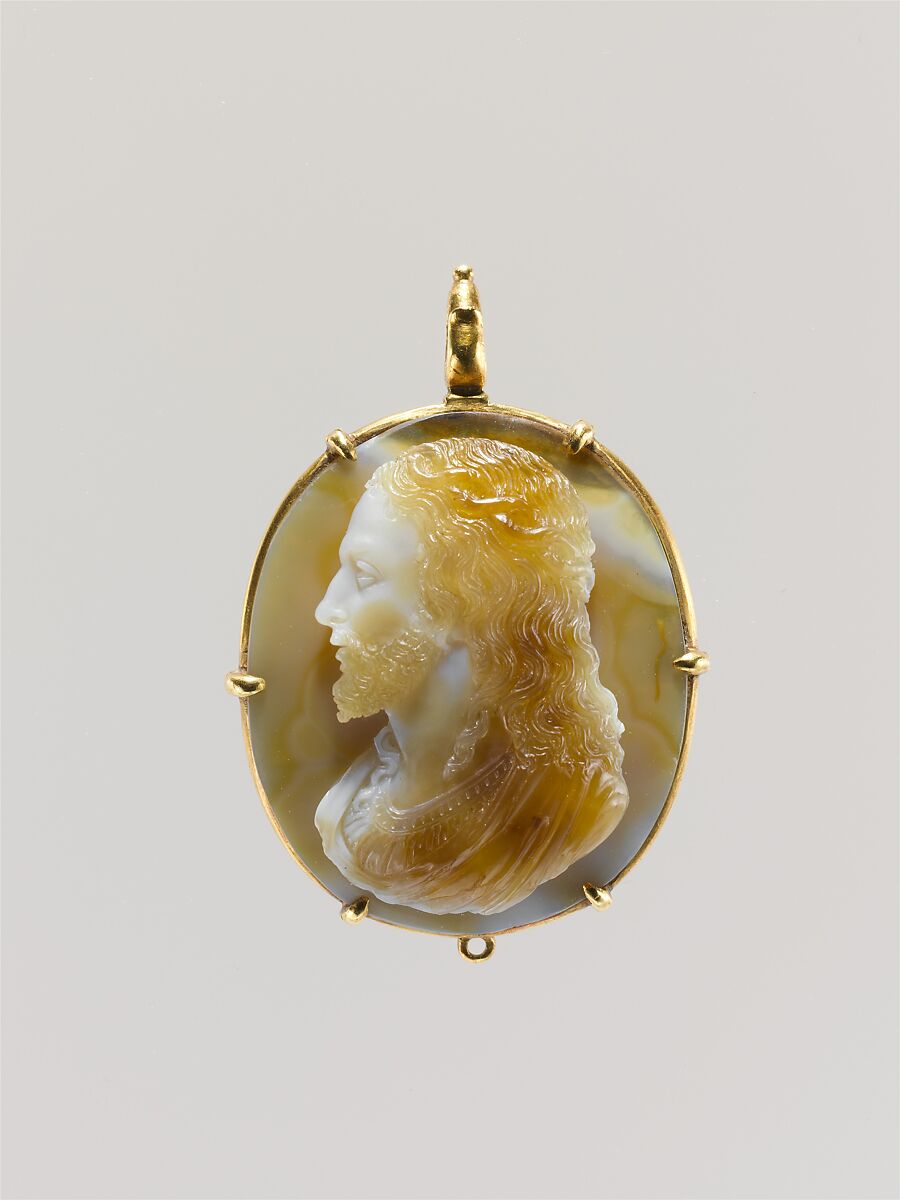 Bust of Christ, Onyx or sardonyx, gold mount, Northern Italian 