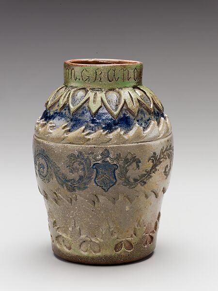 Vase, Susan S. G. Frackelton (1848–1932), Stoneware, American 