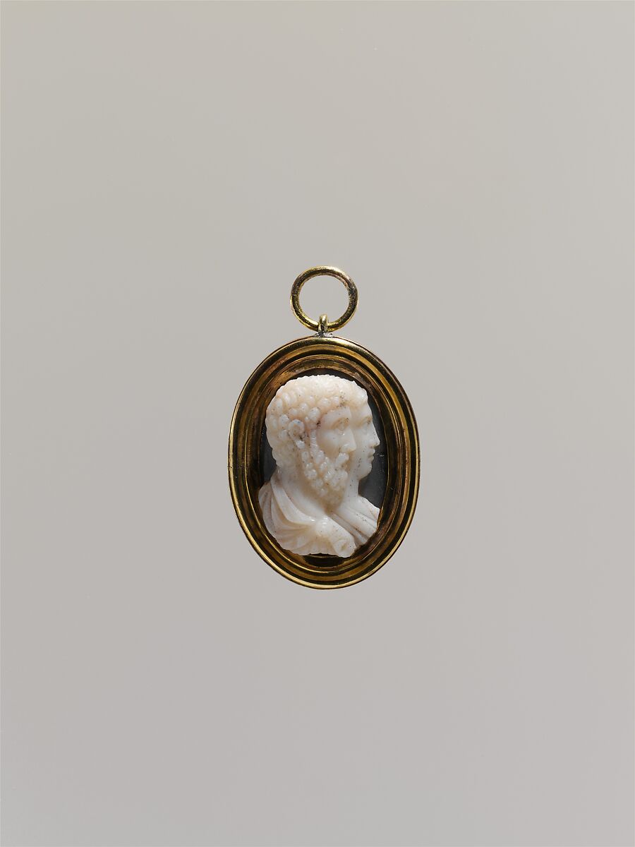 Jugate heads of Marcus Aurelius (Marcus Aurelius Antoninus, 121–180) and Faustina (Anna Galeria Faustina, d. 175 or 176), Onyx, gold mount, Italian 