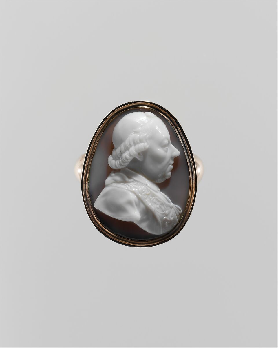 Bust of Pope Pius VI (Giovanni Angelo Braschi, 1717–1799), Christian Friedrich Hecker (German, born Saxony, active Rome ca. 1784, died 1795), Onyx and gold, Italian, Rome 
