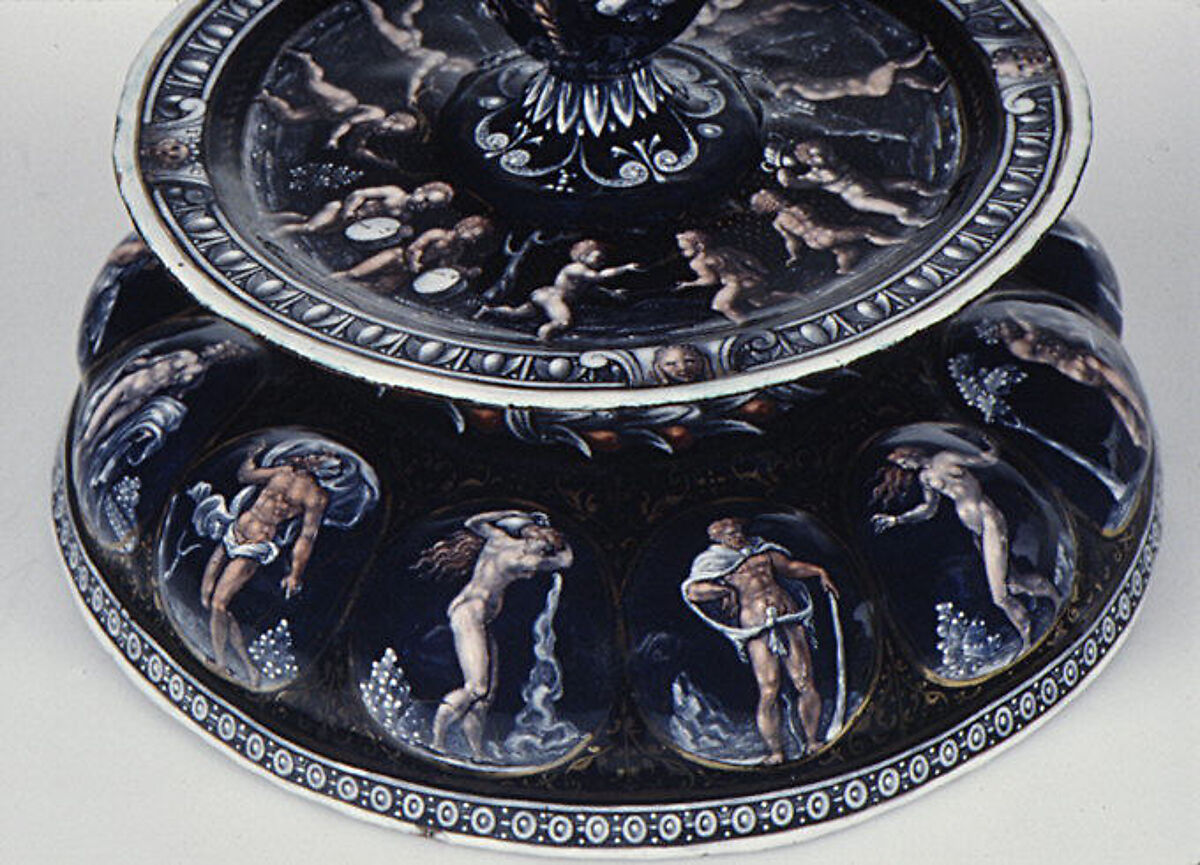 Candlestick (one of a pair), Master I. C. (probably Jean Court or Jean de Court) (working in the second half of the sixteenth century), Painted enamel on copper, partly gilt, French, Limoges