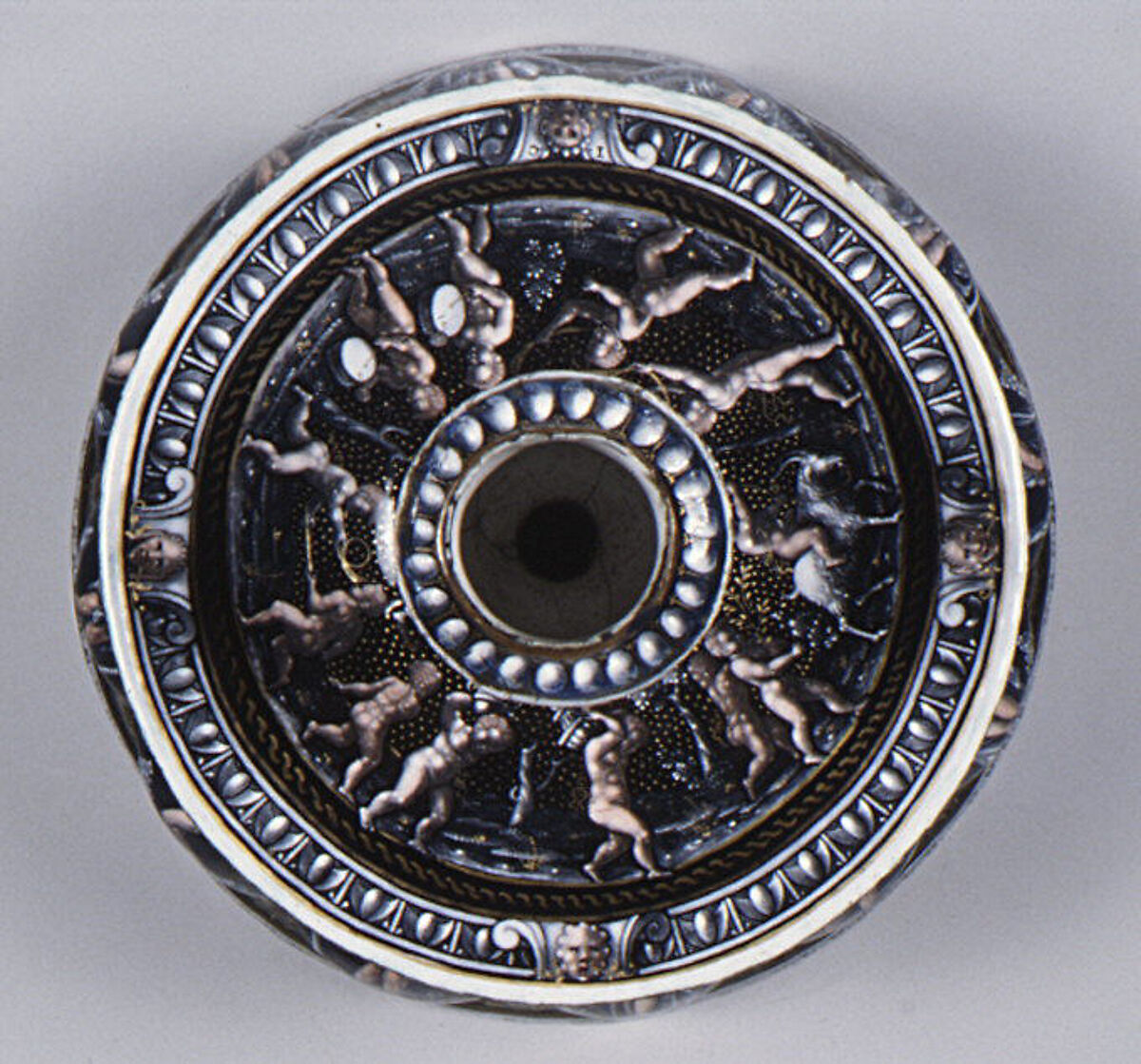 Candlestick (one of a pair), Master I. C. (probably Jean Court or Jean de Court) (working in the second half of the sixteenth century), Painted enamel on copper, partly gilt, French, Limoges