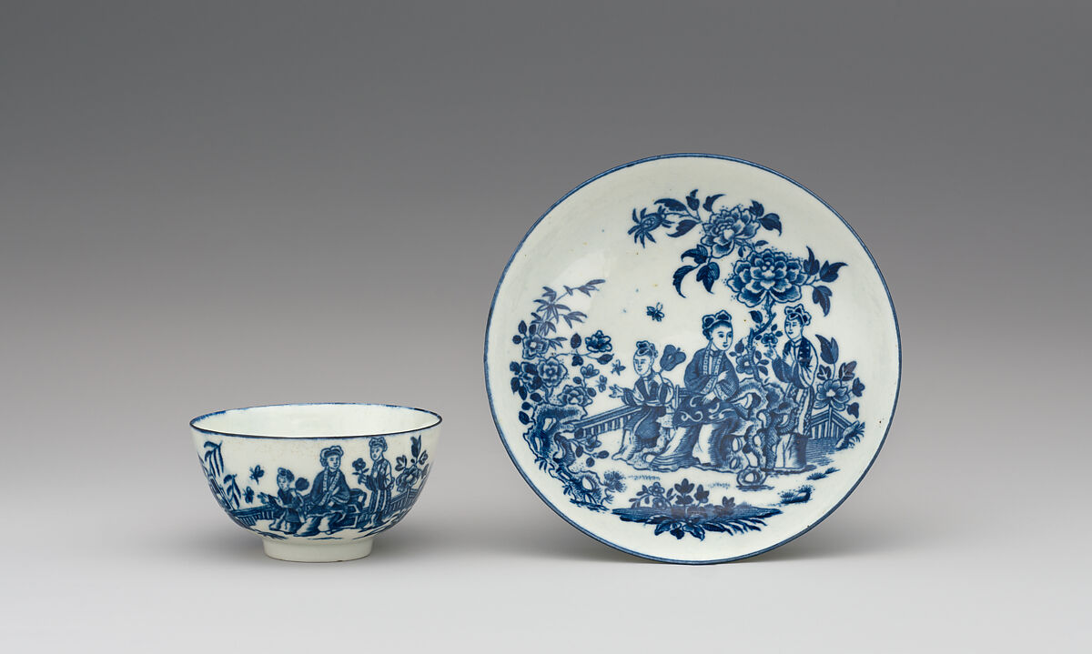 Cup and saucer, Worcester factory (British, 1751–2008), Soft-paste porcelain, British, Worcester
