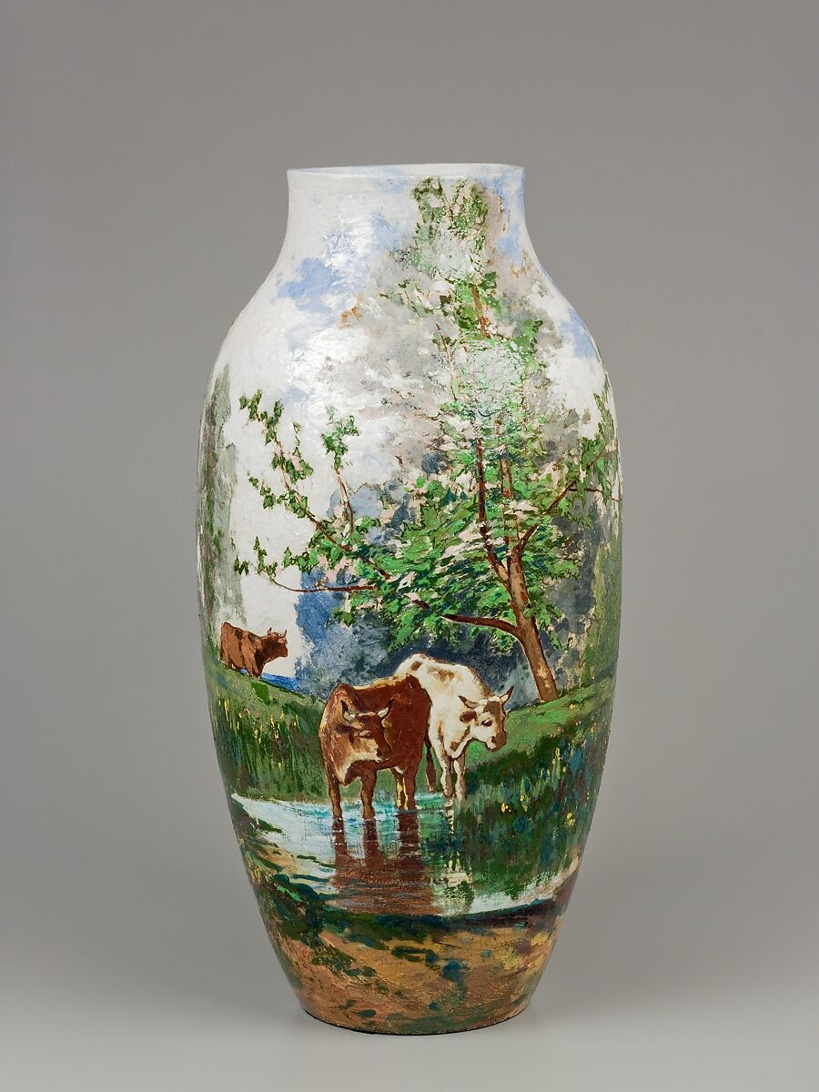 Vase, Charles Volkmar (American, Baltimore, Maryland 1841–1914 Metuchen, New Jersey), Earthenware, American 