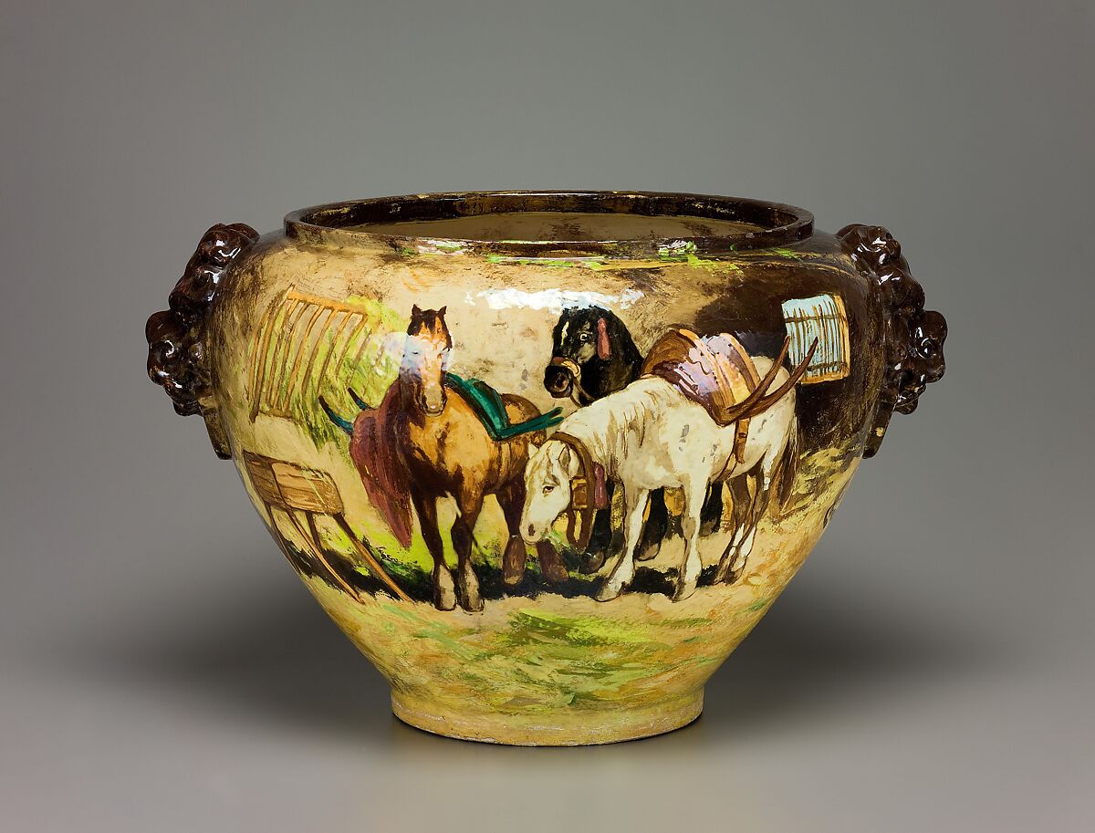 Jardinière, Charles Volkmar (American, Baltimore, Maryland 1841–1914 Metuchen, New Jersey), Earthenware, American 