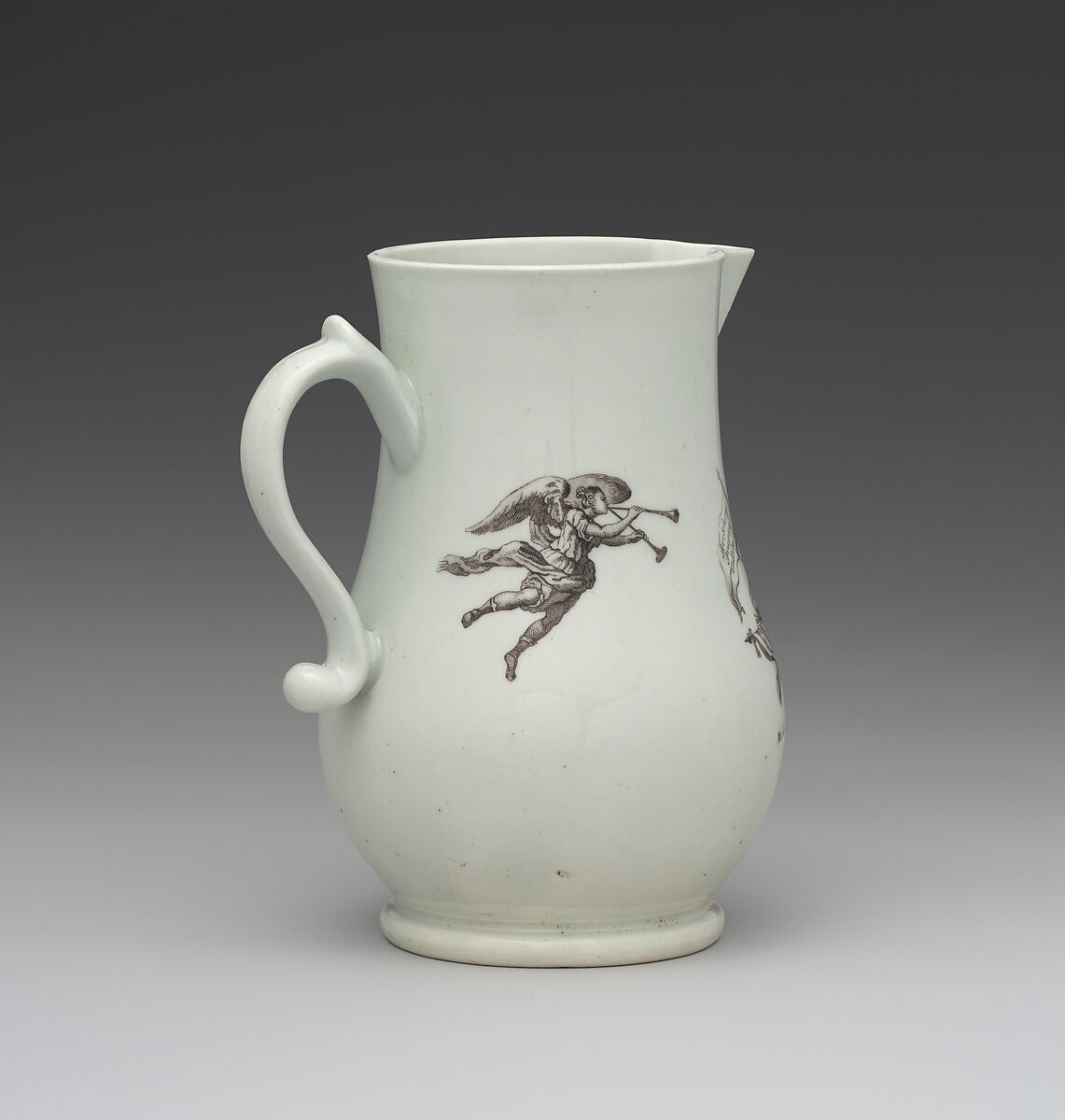Jug with portrait of Frederick the Great, Worcester factory (British, 1751–2008), Soft-paste porcelain, British, Worcester