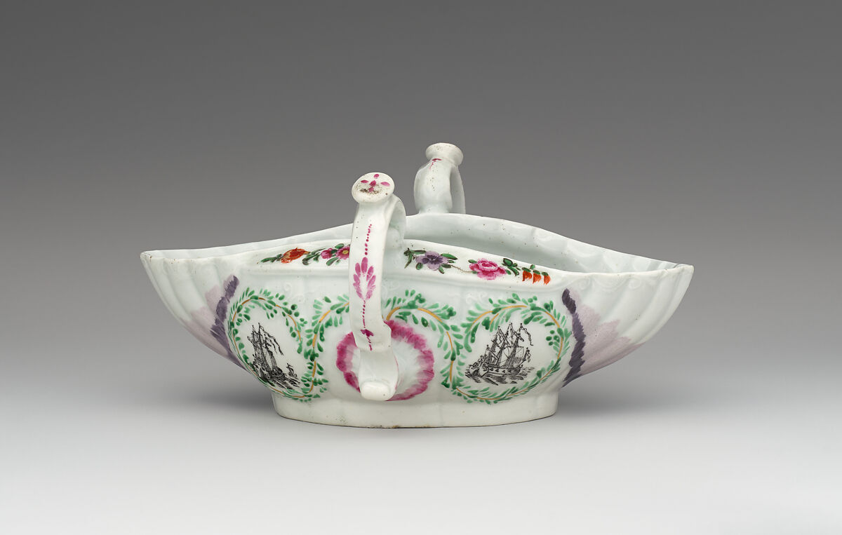 Sauceboat, Worcester factory (British, 1751–2008), Soft-paste porcelain, British, Worcester 