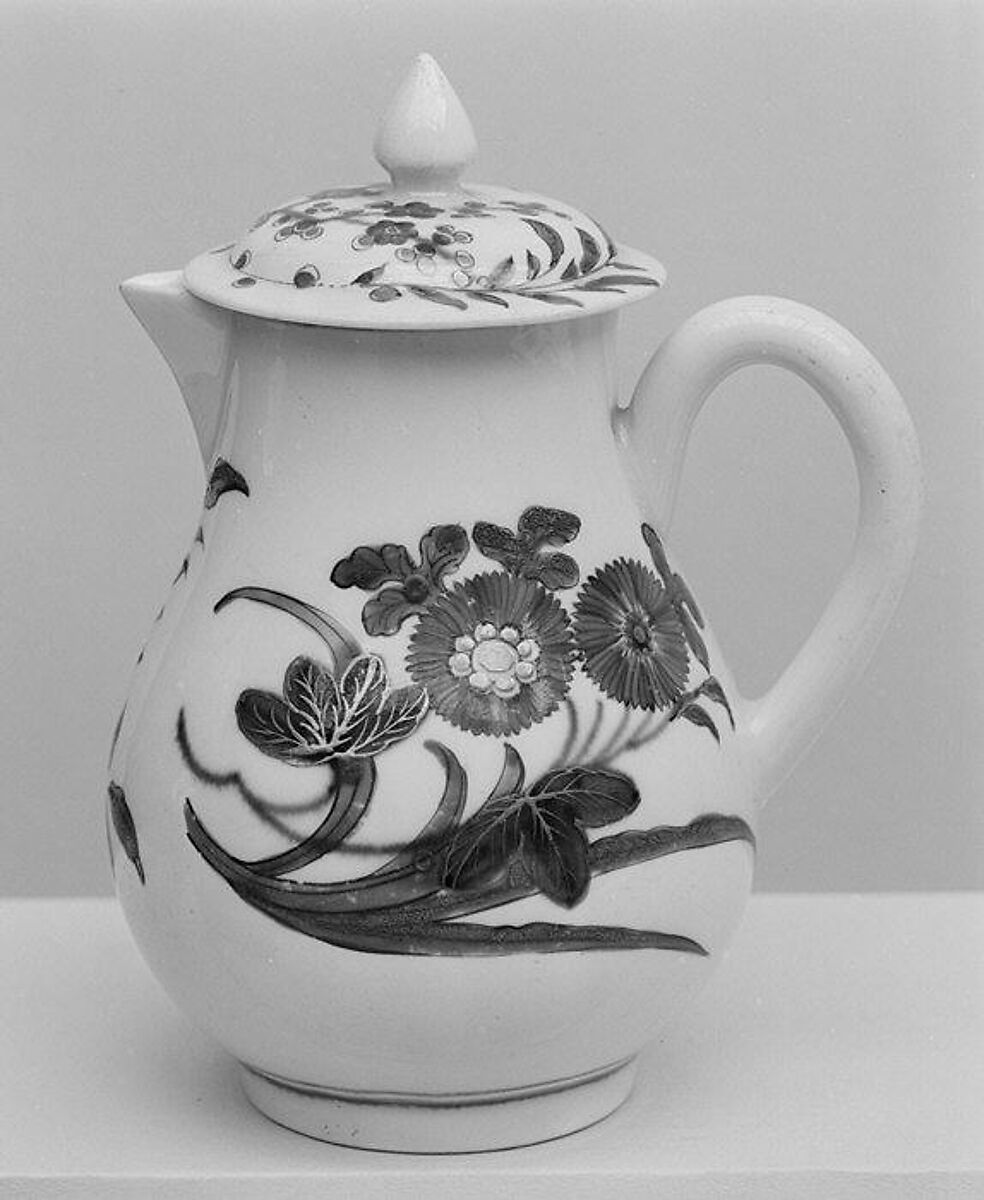 Cream jug with cover (part of a service), Worcester factory (British, 1751–2008), Soft-paste porcelain, British, Worcester 