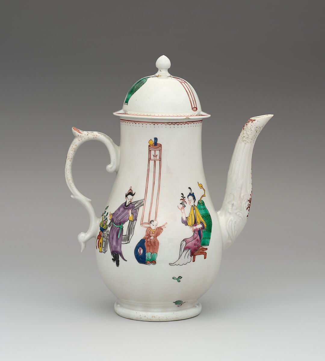 Coffeepot, Liverpool, Soft-paste porcelain, British, Liverpool