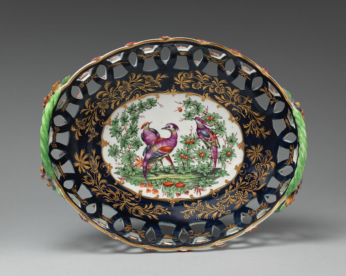 Basket, Worcester factory (British, 1751–2008), Soft-paste porcelain, British, Worcester