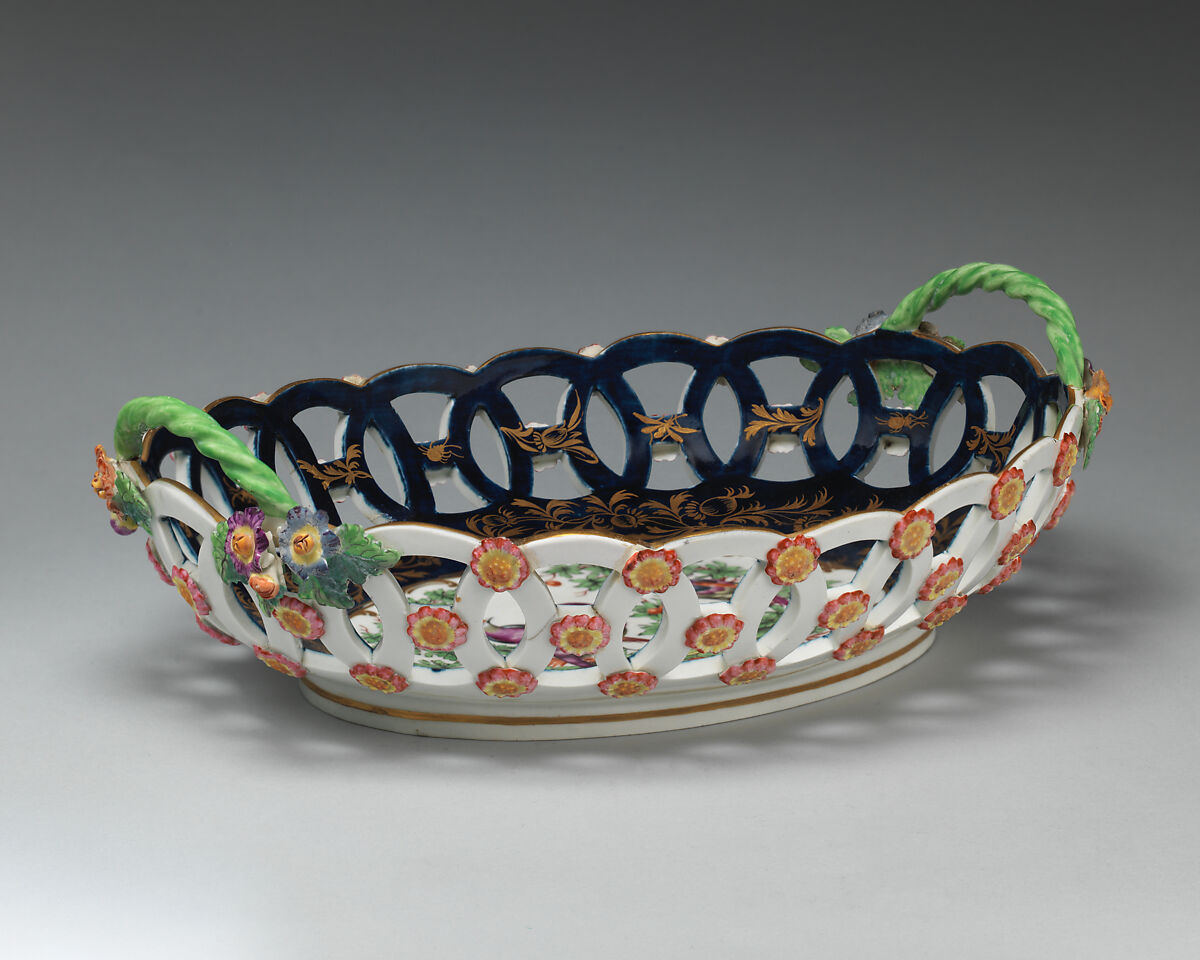 Basket, Worcester factory (British, 1751–2008), Soft-paste porcelain, British, Worcester 