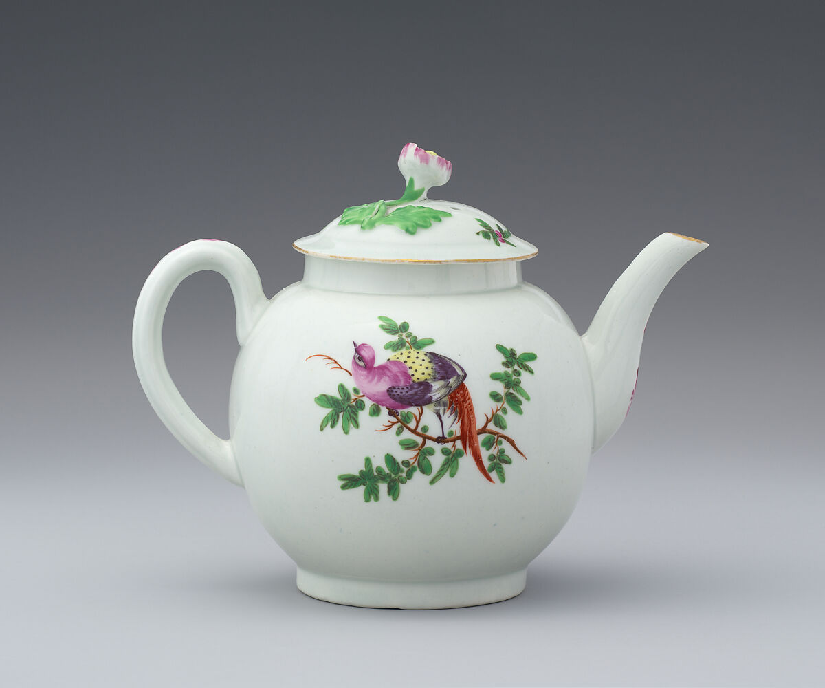 Teapot, Worcester factory (British, 1751–2008), Soft-paste porcelain, British, Worcester
