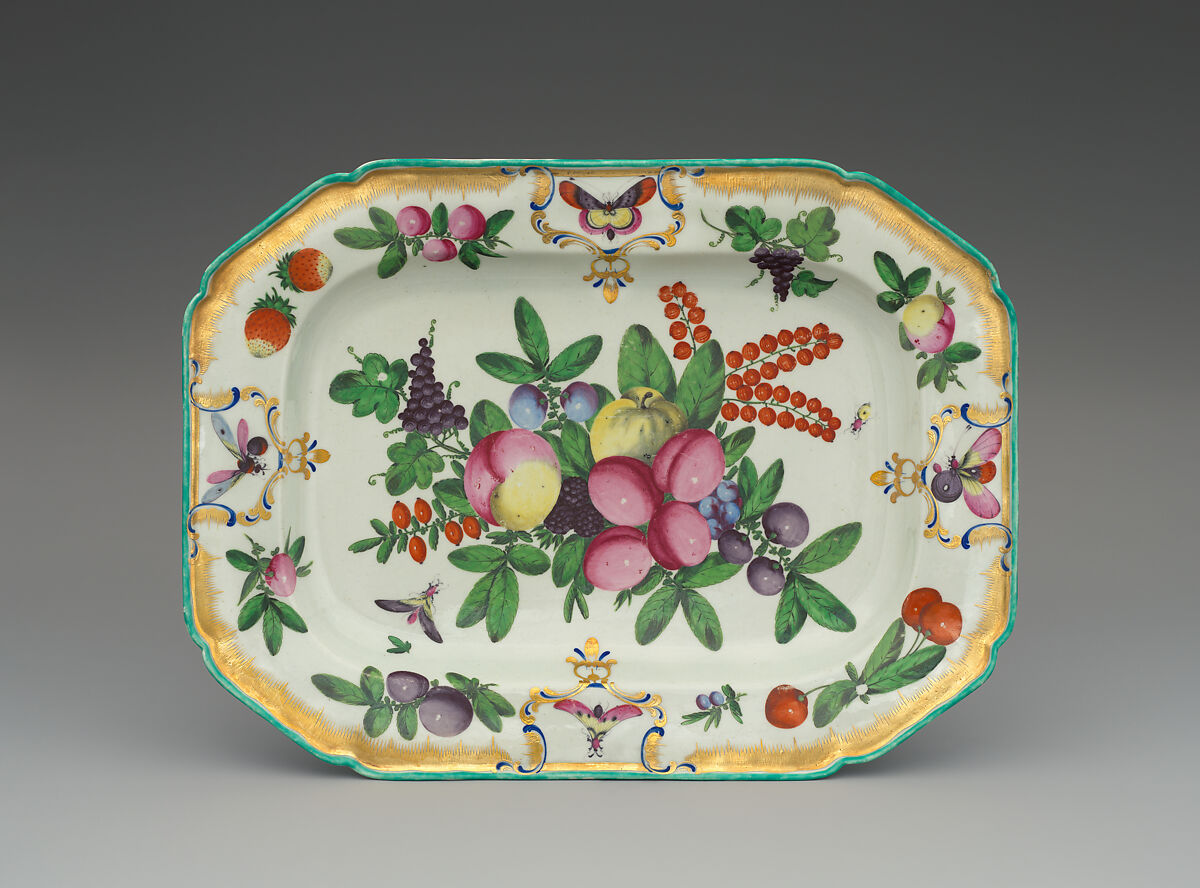 Platter, Worcester factory (British, 1751–2008), Soft-paste porcelain, British, Worcester
