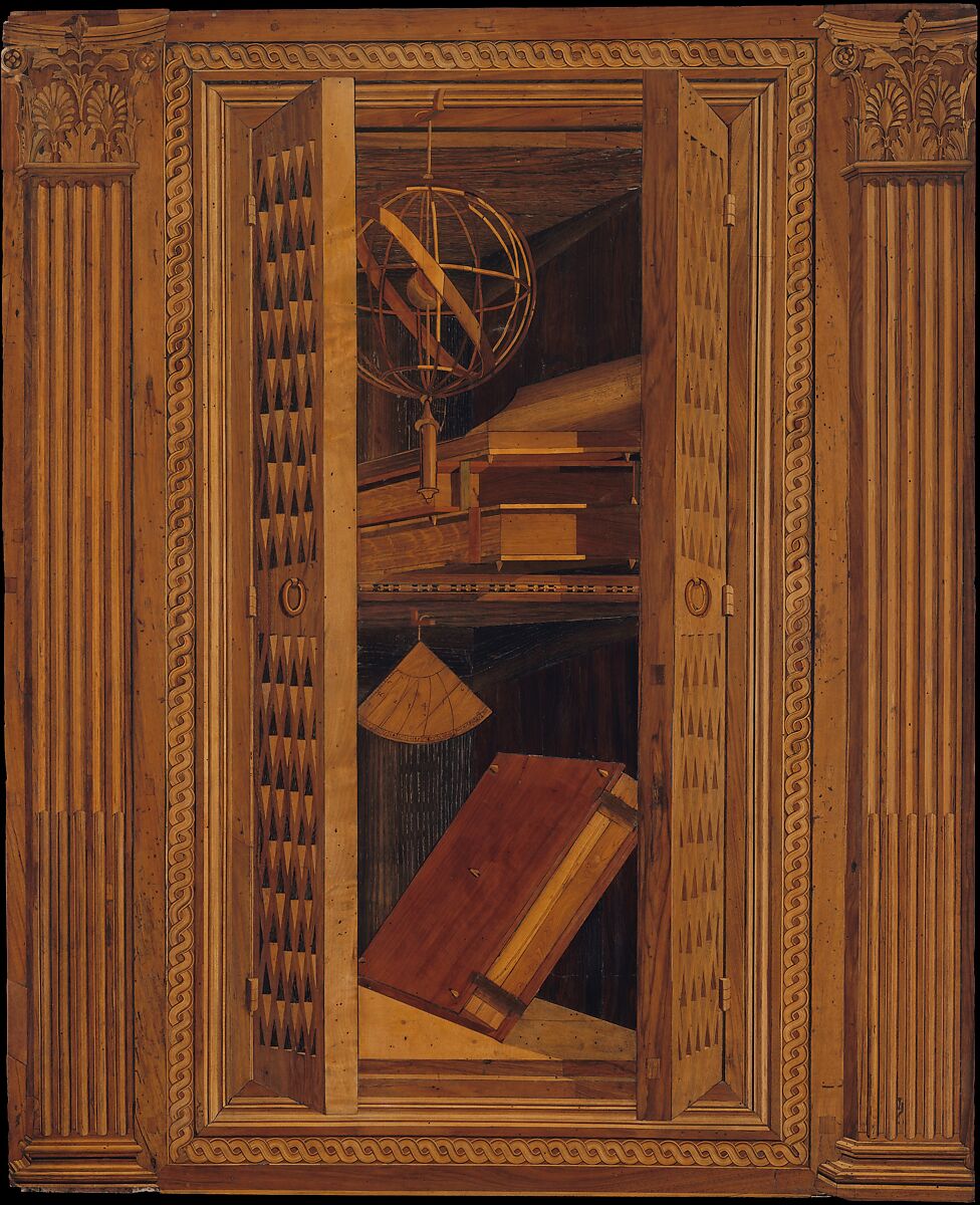 Studiolo from the Ducal Palace in Gubbio, Designed by Francesco di Giorgio Martini (Italian, Siena 1439–1501 Siena), Walnut, beech, rosewood, oak and fruitwoods in walnut base, Italian, Gubbio