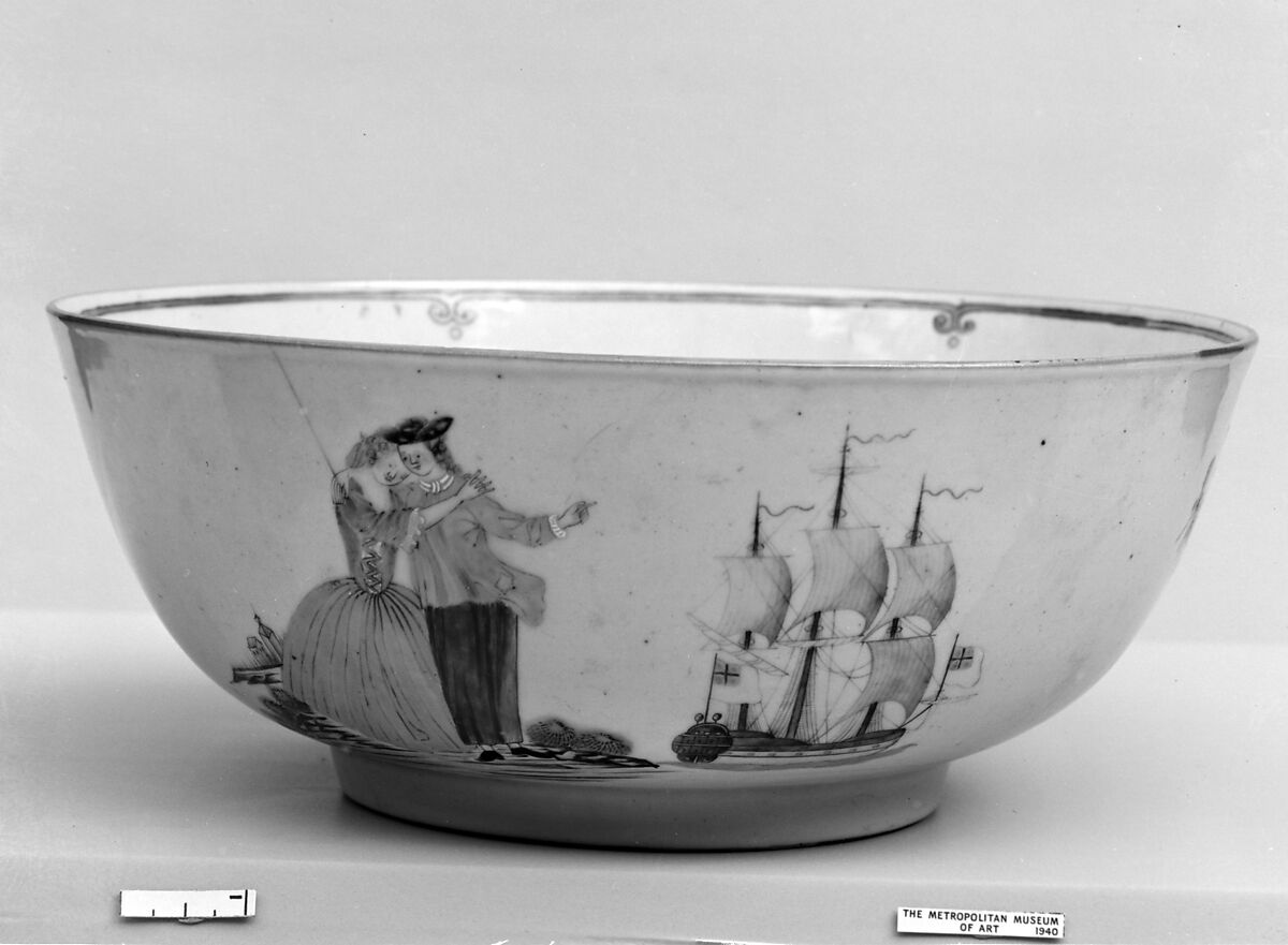 Punch bowl, Hard-paste porcelain, Chinese, possibly for British market 