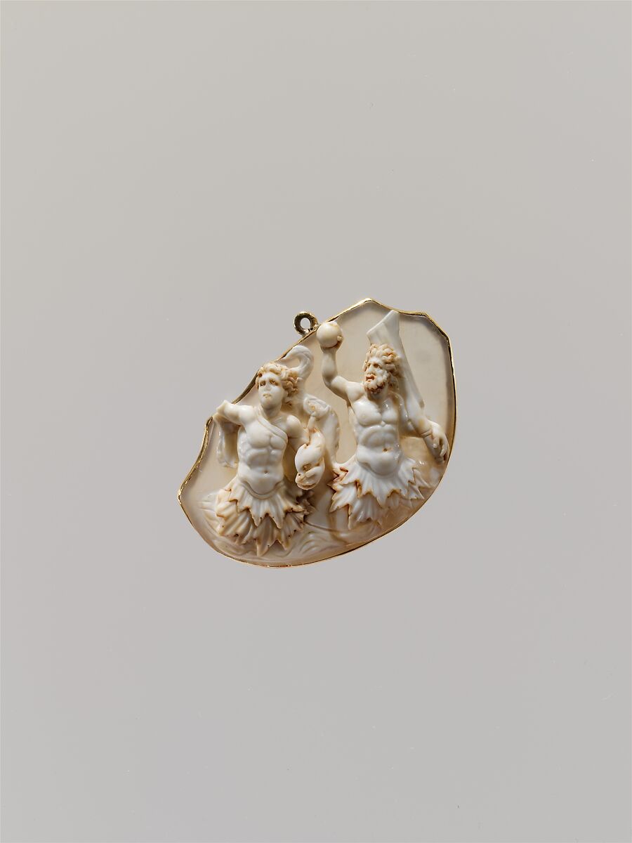 Two Tritons, Onyx fragment and gold, probably Italian 