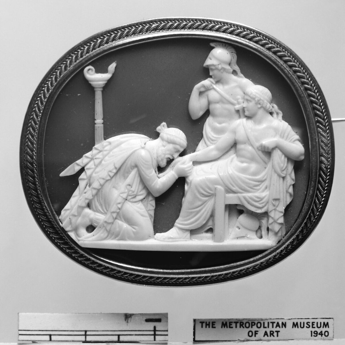 Priam Supplicating Achilles for the Body of Hector, Giuseppe Girometti (Italian, Rome 1780–1851 Rome), Onyx, gold, Italian, Rome