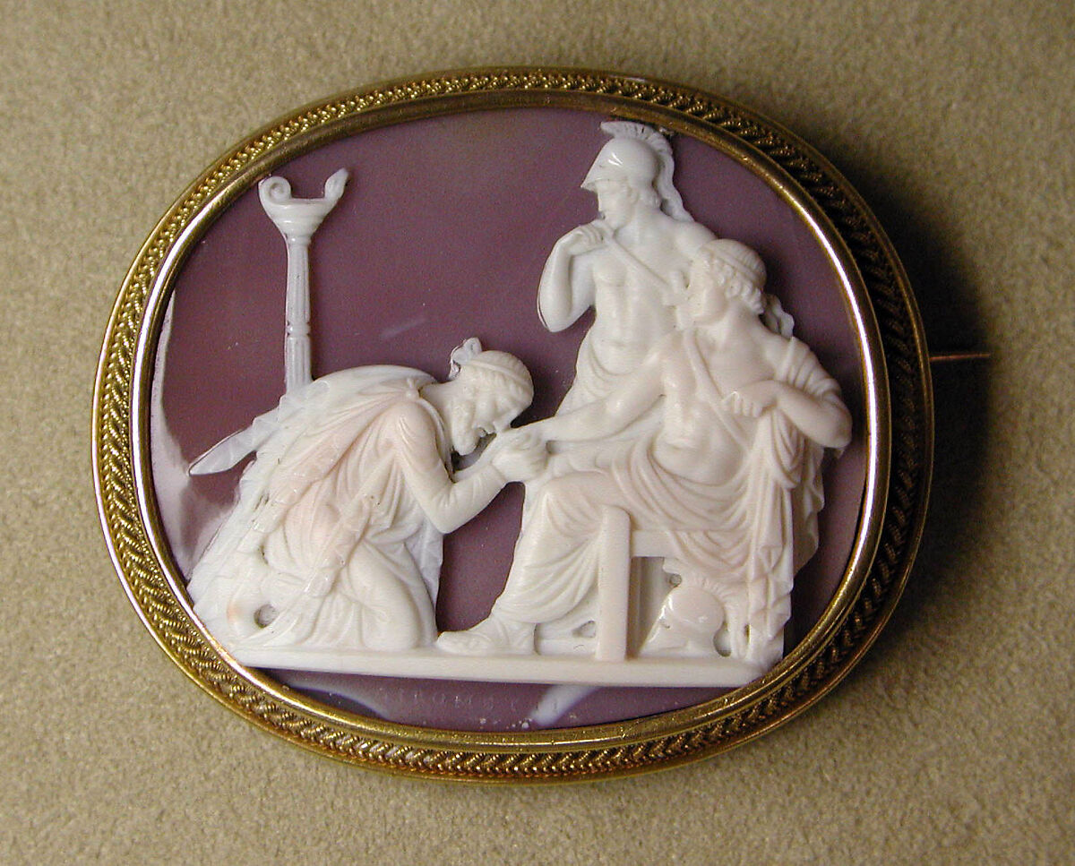 Priam Supplicating Achilles for the Body of Hector, Giuseppe Girometti (Italian, Rome 1780–1851 Rome), Onyx, gold, Italian, Rome