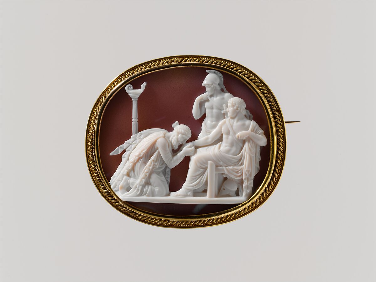 Priam Supplicating Achilles for the Body of Hector, Giuseppe Girometti (Italian, Rome 1780–1851 Rome), Onyx, gold, Italian, Rome 