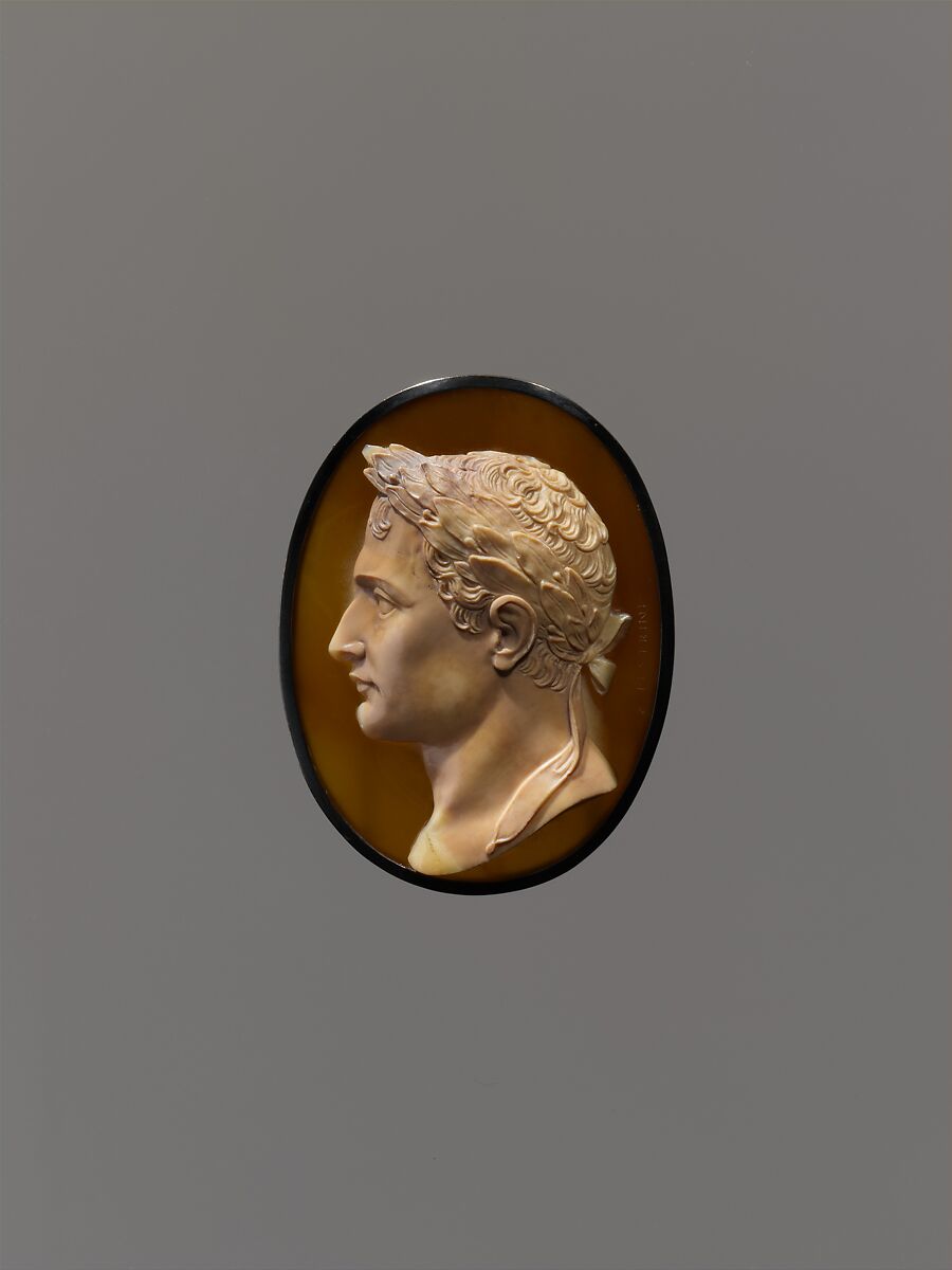 Laureate head of Napoleon I of France, Possibly by Pietro Pestrini (active first half of the 19th century), Sardonyx and gold, Italian, Rome 