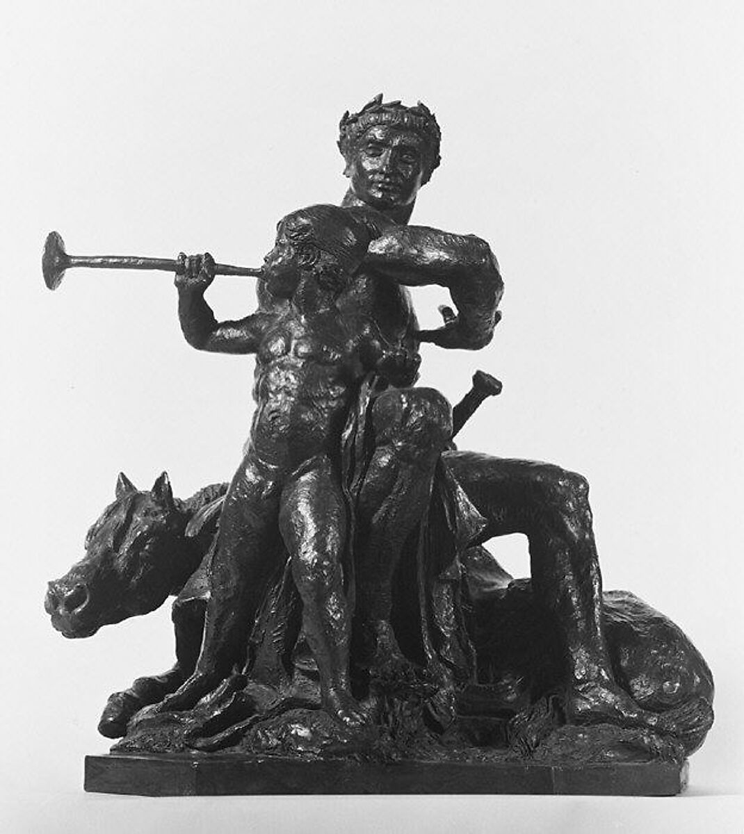 Group Symbolic of War, Antoine-Louis Barye (French, Paris 1795–1875 Paris), Bronze, brown patina, French