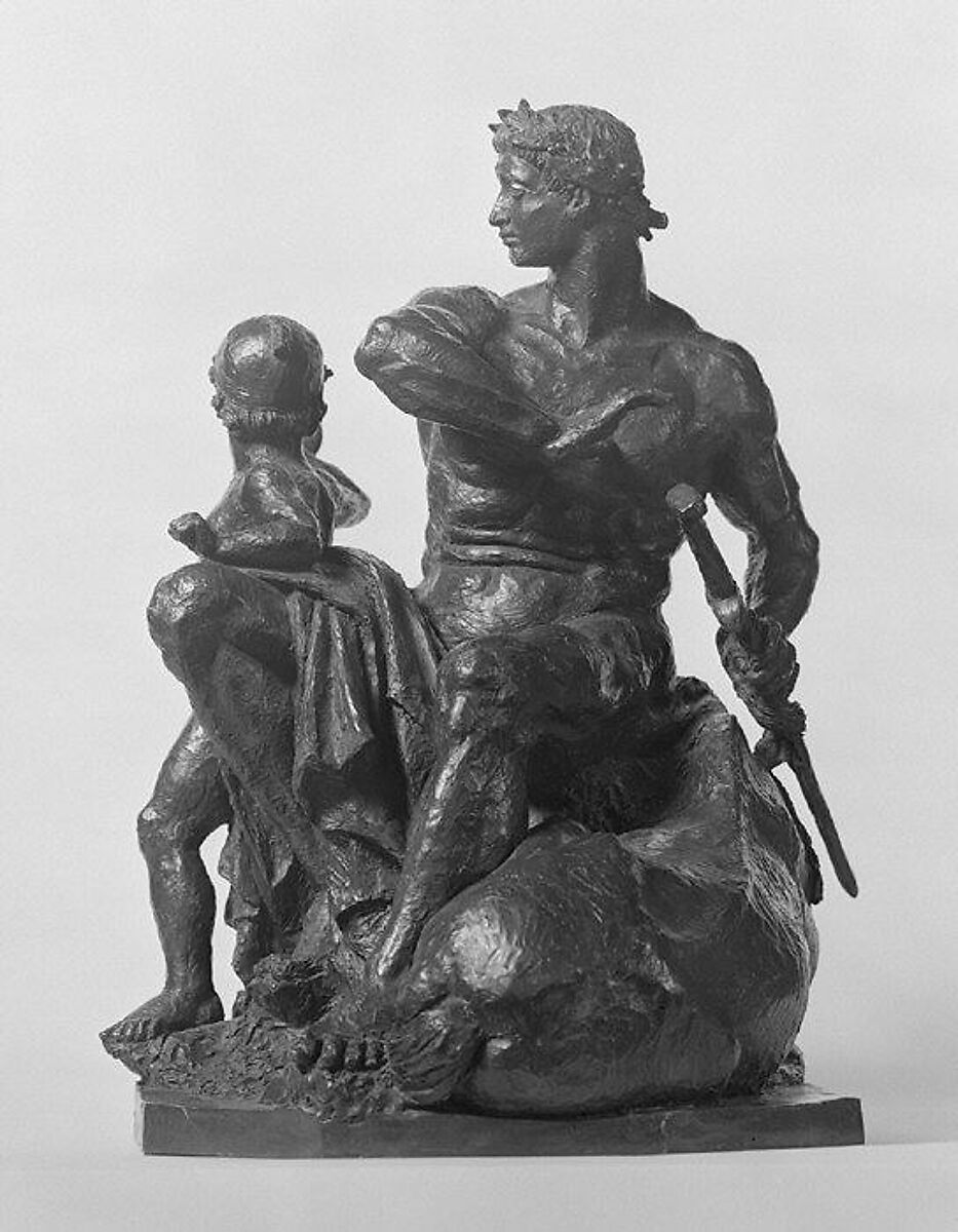 Group Symbolic of War, Antoine-Louis Barye (French, Paris 1795–1875 Paris), Bronze, brown patina, French