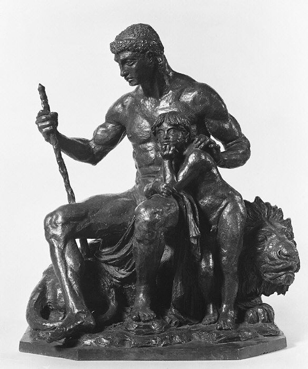 Group Symbolic of Force, Antoine-Louis Barye (French, Paris 1795–1875 Paris), Bronze, brown patina, French 