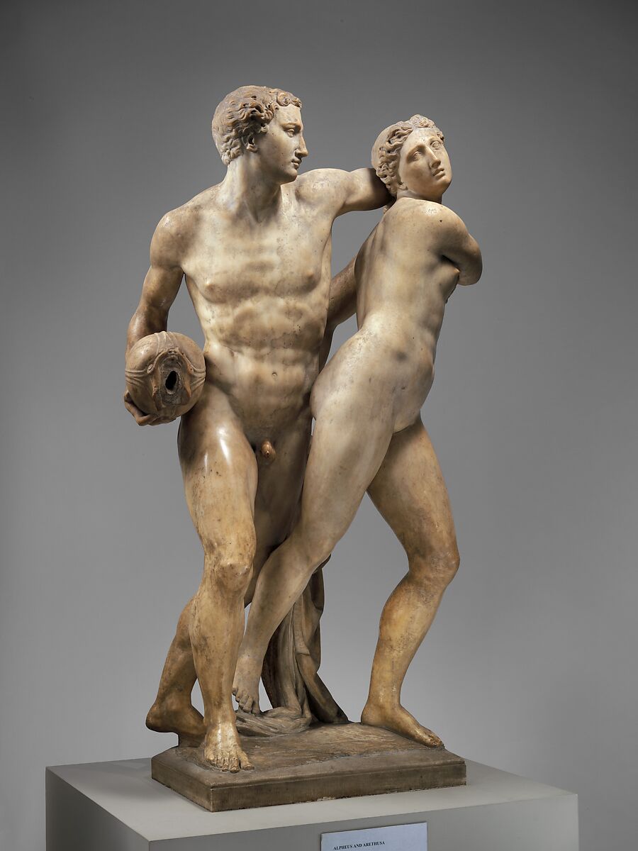 Alpheus and Arethusa, Battista di Domenico Lorenzi (Italian, ca. 1527/28–1594), Marble, Italian, Florence