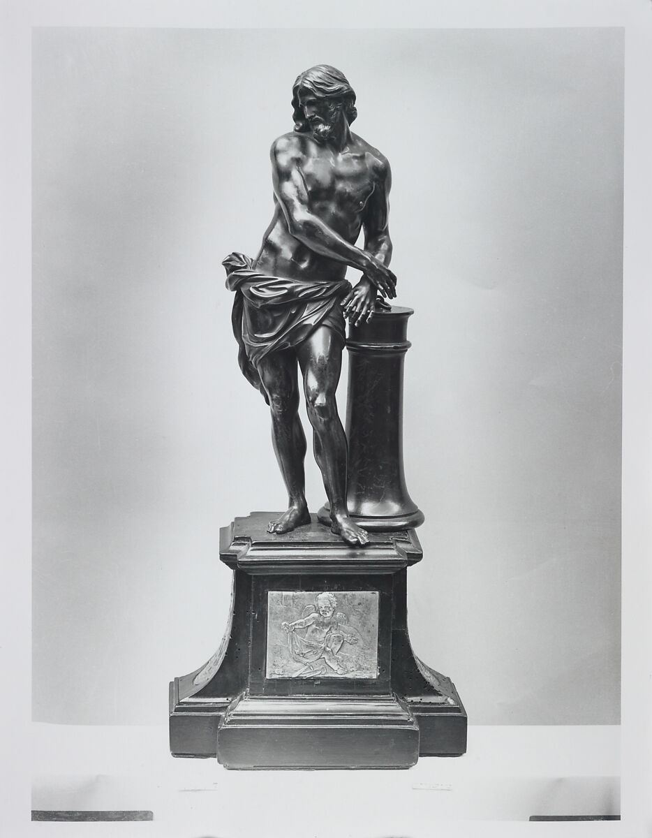 Christ at the Column, After a model by François Duquesnoy (Brussels 1594–1643 Livorno, Italy), Bronze; ebony, gilt bronze., French