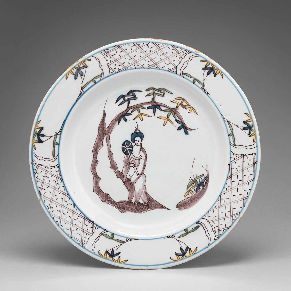 Plate, Tin-glazed earthenware, British, Bristol 