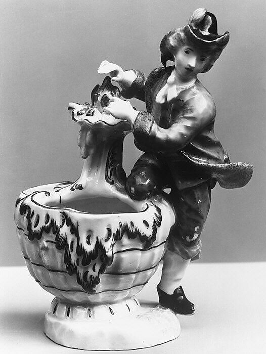 Condiment jar (one of a pair), with figure symbolizing Winter, Höchst Manufactory (German, 1746–1796), Hard-paste porcelain, German, Höchst 