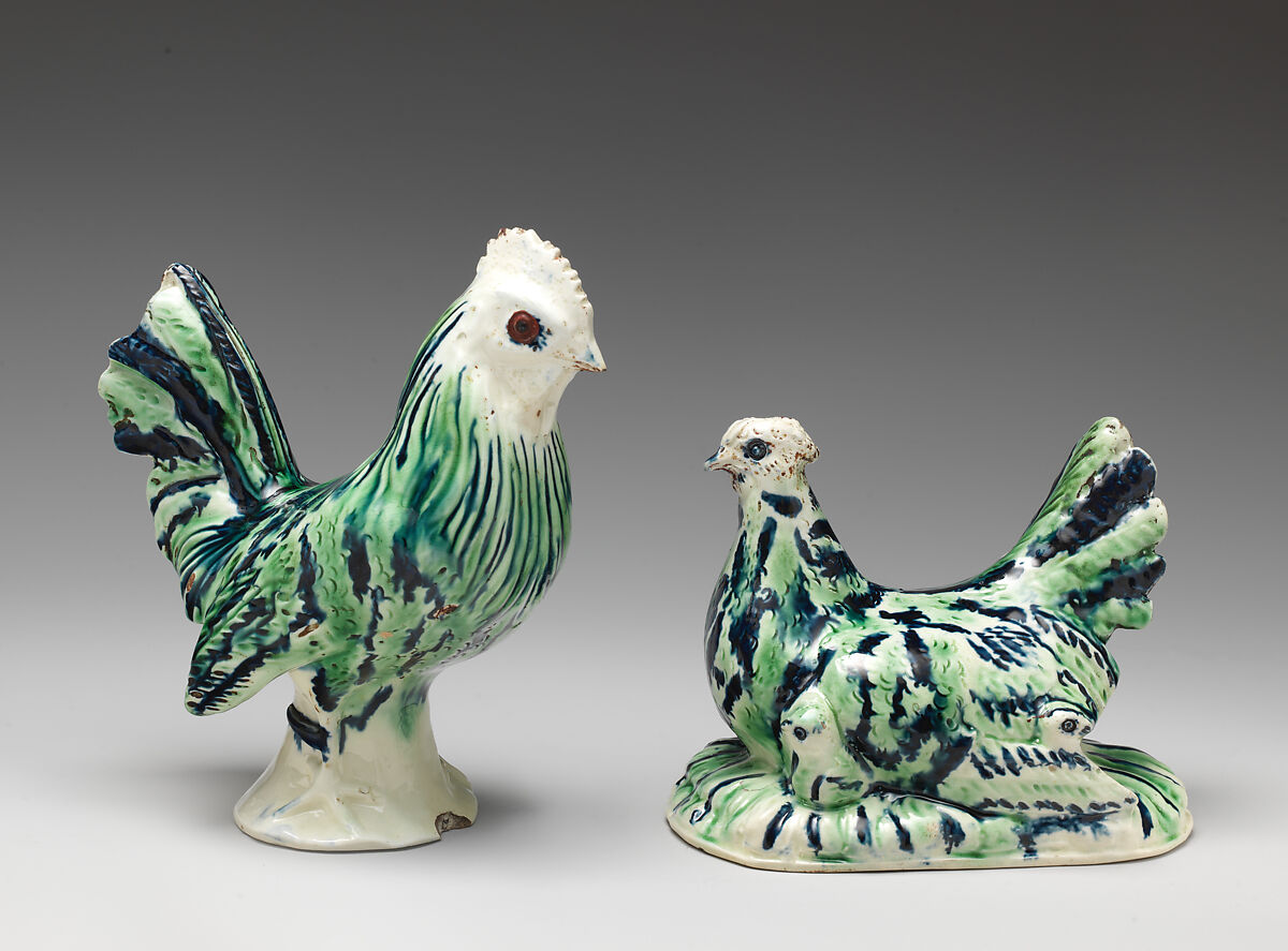 Cock (one of a pair), Style of Whieldon type, Lead-glazed earthenware, British, Staffordshire