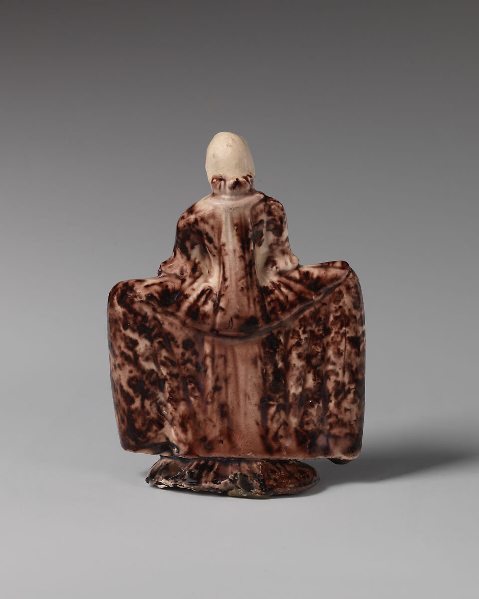 Woman wearing skirt with panniers and sack back, Thomas Whieldon factory, Stoke-on-Trent, Fenton Vivian, Staffordshire, Lead-glazed earthenware, British, Staffordshire