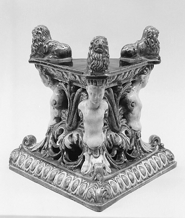 Pedestal (socle), Lead-glazed earthenware, French 